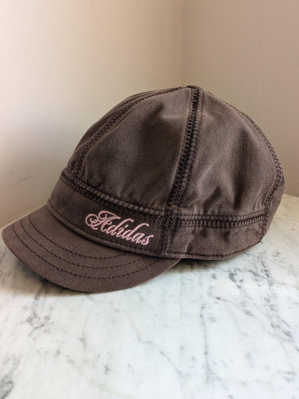 Adidas Y2K Kahidas Brown Cap with Pink Embroidered Script Logo